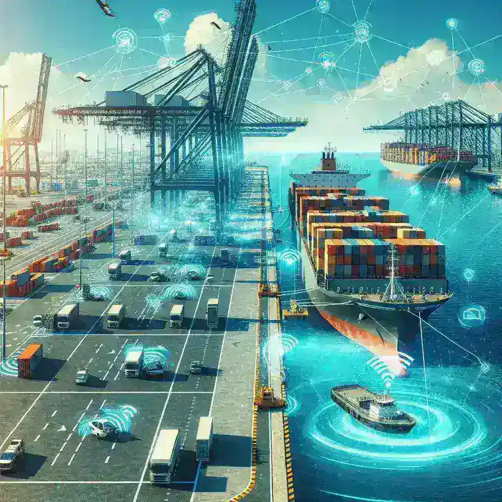 "Automated docking system equipped with IoT sensors at the Port of Valencia, showcasing innovative maritime technology in action."